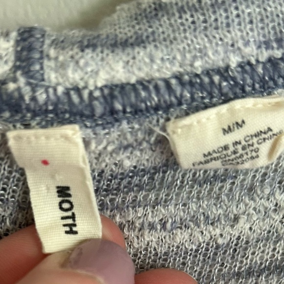 MOTH Terry Stripe Cardigan Sweater Lightweight Button Hood Coastal Classic | M - Picture 2 of 16